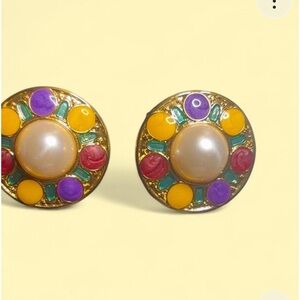 Colorful Monet Gold-Tone Stud Earrings